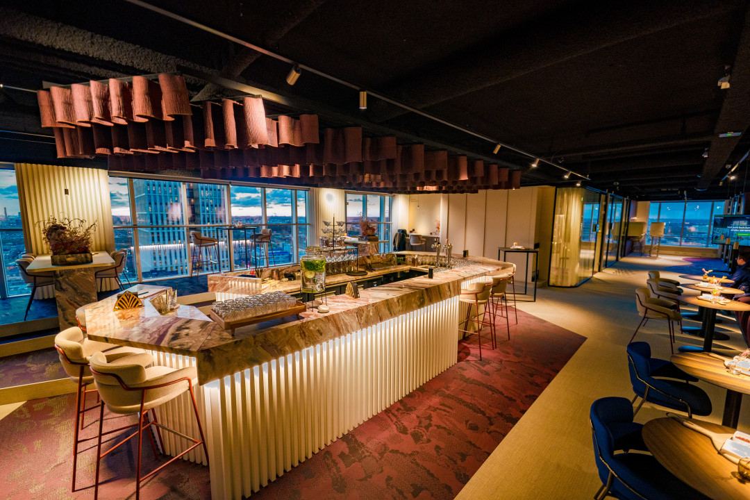Meet Tuesday lounge overlooking Rotterdam